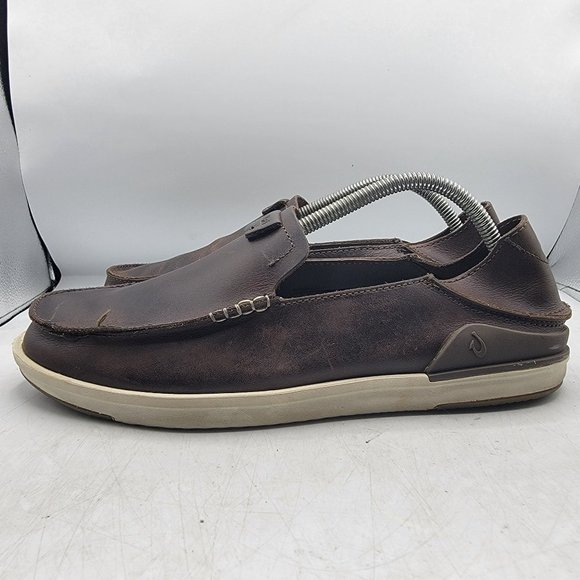 Olukai Kakaha Mens 10 Brown Leather Slip On Shoes Casual Comfort 10490-4848 main image 8